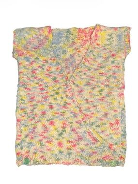 Hand-Knit Pastel Speckled Sweater Vest Size Med